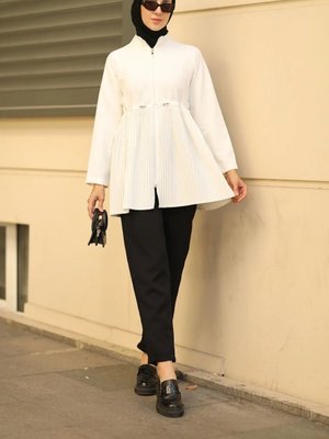 Piliseli Fermuarlı Gömlek