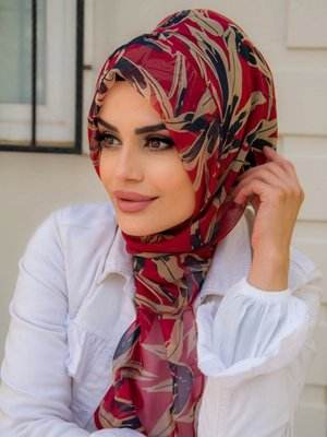 Bordo Desenli Pratik Şal