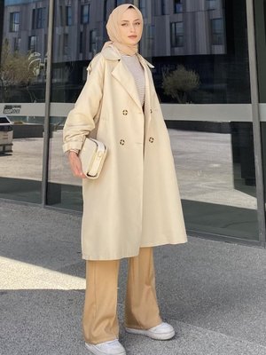 Rüzgarlık Detaylı Omuz Apoletli Trençkot