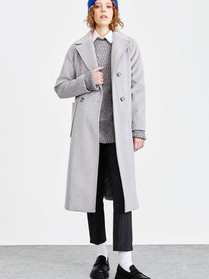 Kruvaze Kaşe Kaban Gri