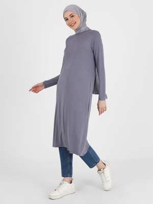 Leylak Viskon Kumaştan Bisiklet Yaka Uzun Tunik 115 Cm Leylak Viskon Kumaştan Bisiklet Yaka Uzun Tunik 115 Cm