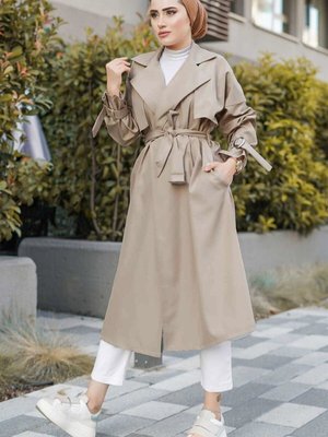 Modest Su Geçirmez Düz Basic Mevsimlik Tarz Kaliteli Trençkot