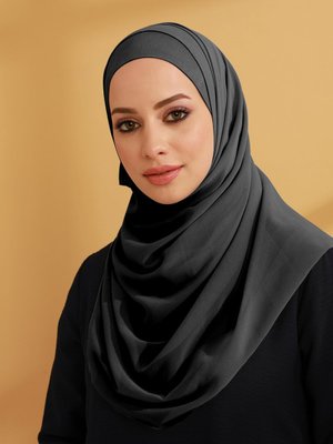 Antrasit İç Boneli Şifon Hazır Türban