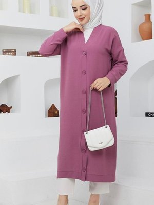 Boydan Düğmeli Uzun Hırka Boydan Düğmeli Uzun Hırka