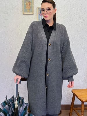 Uzun Balon Kol Triko Hırka