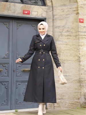 Kalite Kruvaze Yaka Astarlı Uzun Trençkot