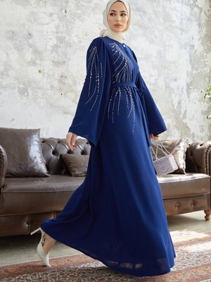 Viona Taşlı Abaya İndigo Viona Taşlı Abaya İndigo