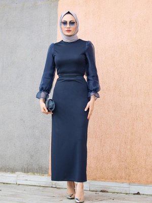 Organze Kol Detaylı Özel Gün Elbisesi Laci