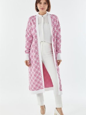 Desenli Pembe Rayon Hırka Desenli Pembe Rayon Hırka