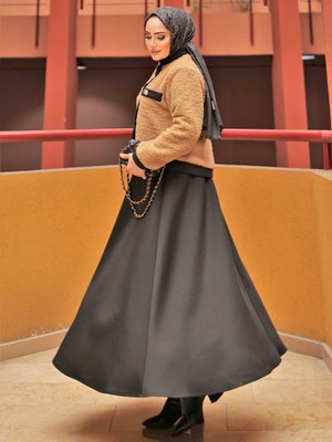 Scuba Kumaş Yandan Fermuarlı Camalia Etek Scuba Kumaş Yandan Fermuarlı Camalia Etek