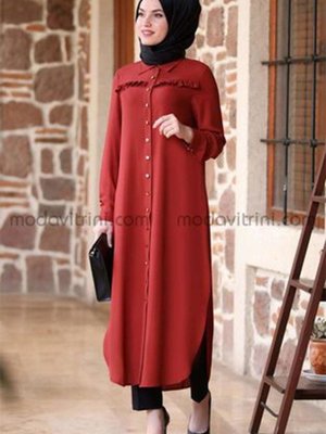 Fırfırlı Uzun Tunik Kiremit Design