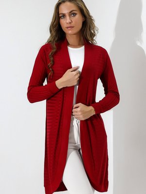 Bordo Italyan Reglan Kol Önü Açık Oval Etek Uzun Boy Penye Hırka & Kaftan Bordo Italyan Reglan Kol Önü Açık Oval Etek Uzun Boy Penye Hırka & Kaftan