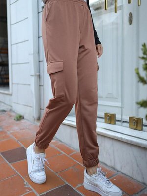 Bel Lastikli Kargo Cepli Pantolon Kahve