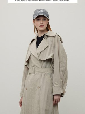 Teknik Kumaş Oversize Trenckot Bej Teknik Kumaş Oversize Trenckot Bej