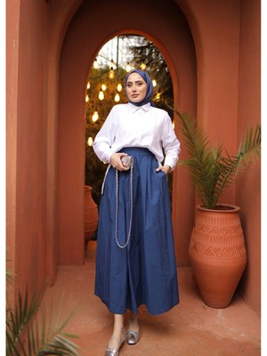 Paraşut Kumaş Bel Lastikli Etek