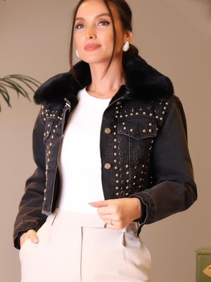 Siyah Zımbalı Uzun Kollu Lacivert Mont Siyah Zımbalı Uzun Kollu Lacivert Mont