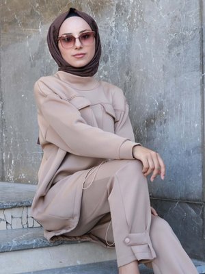 Kumaş Scuba Yarım Balıkçı Yaka Özel Yapım Çıtçıtlı Paça Detayı Takım