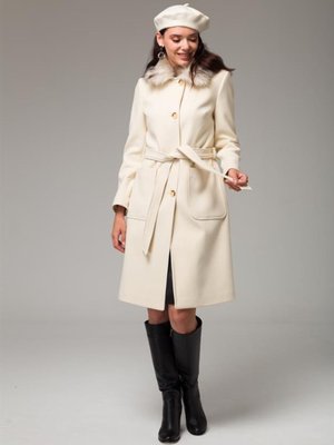 Gömlek Yaka Çıkabilir Kürklü Torba Cepli Kaban Ekru