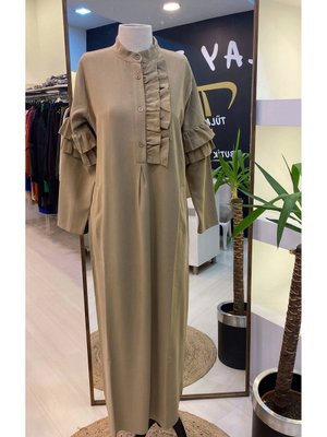 İnvee Gabardin Kumaş Elbise Firfir Detayli Camal İnvee Gabardin Kumaş Elbise Firfir Detayli Camal