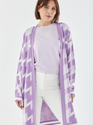 Desen Detaylı Koyu Lila Rayon Hırka Desen Detaylı Koyu Lila Rayon Hırka