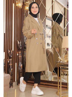 Vizon Düğme Detaylı Trençkot