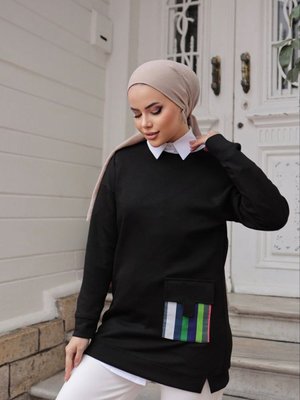 Karen Kardaş Butik Cep Renkli Oysho Kumaş Sweetshirt