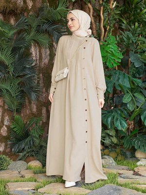 Berlin Yandan Düğmeli Ferace Bej