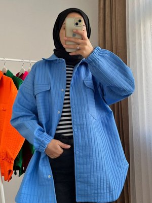 Capitone Çıt Çıtlı Gömlek/ceket İndigo