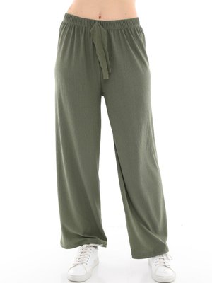 Beli Lastikli Bol Paça Bürümcük Pantolon