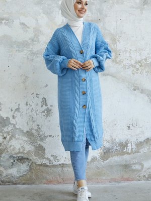 Evia Düğmeli Triko Hırka Bebe Mavisi Evia Düğmeli Triko Hırka Bebe Mavisi