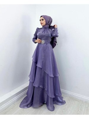 Janjan Katlı Abiye Elbise