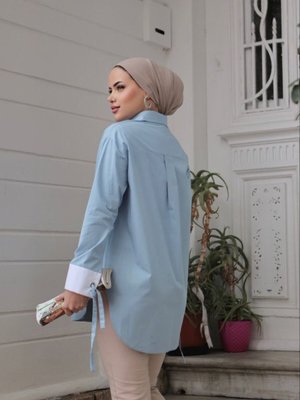 Karen Kardaş Butik Poplin Manşet Detaylı Gömlek