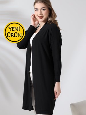 Siyah Yumuşak Dokulu Düşük Kol Esnek Penye Uzun & Hırka Siyah Yumuşak Dokulu Düşük Kol Esnek Penye Uzun & Hırka