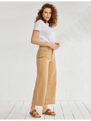 Geniş Paça Kanvas Pantolon Bej