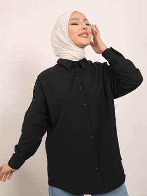 Siyah Salaş Basic Gömlek