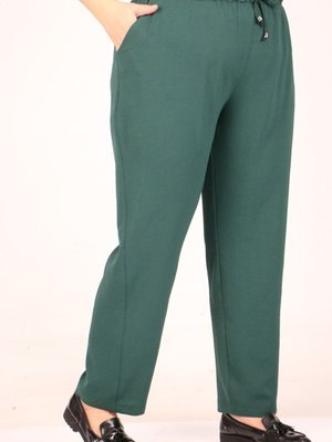 Zümrüt Büyük Beden Lastikli Airobin Dar Paça Pantolon