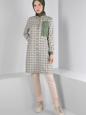 Yama Detaylı Kareli Tunik