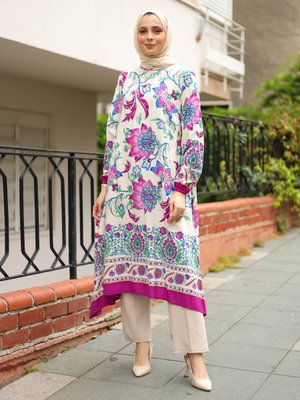 Mor Desenli Tunik