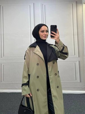 Çift Renk Trençkot Haki