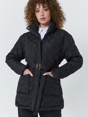 Kapitone Kısa Siyah Mont