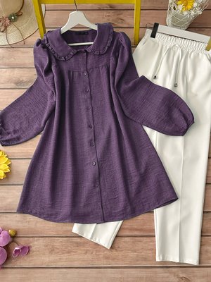 Kombin Bebe Yaka Tunik Ve Pantolon Mürdüm