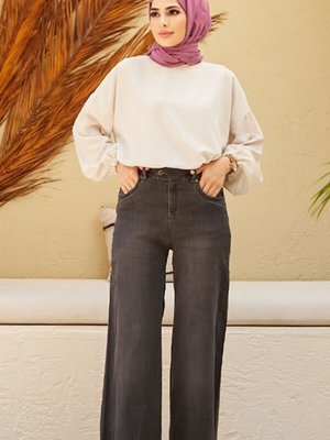 Bol Paça Pantolon Koyu Gri