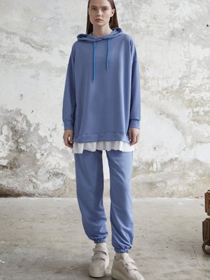 Losya Yanları Fermuarlı Kapüşonlu İkili Takım Mavi Losya Yanları Fermuarlı Kapüşonlu İkili Takım Mavi