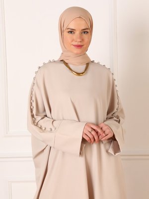 Düğme Detaylı Ferace Taş