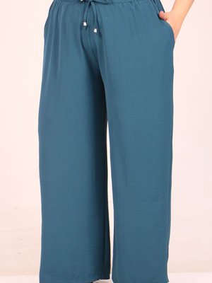 Petrol Büyük Beden Airobin Bol Paça Pantolon