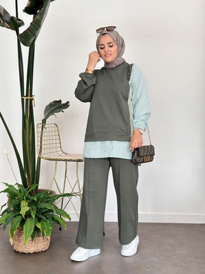 Line Gömlek Detaylı Yeşil Takım Line Gömlek Detaylı Yeşil Takım