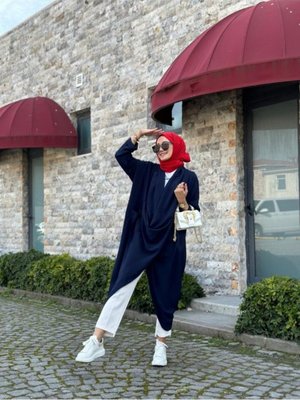 Çapraz Kanguru Tunik Lacivert Model