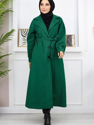 Geniş Yaka Kaşe Kaban Zümrüt Geniş Yaka Kaşe Kaban Zümrüt