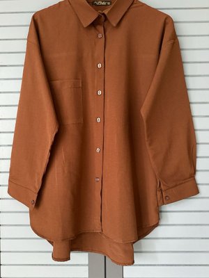 Önü Çıkarılabilir Zincir Detaylı Cepli Yazlık Şık Oversize Gömlek Tunik