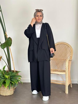 Ceket Takım Owersi?ze Krep Si?yah Ceket Takım Owersi?ze Krep Si?yah